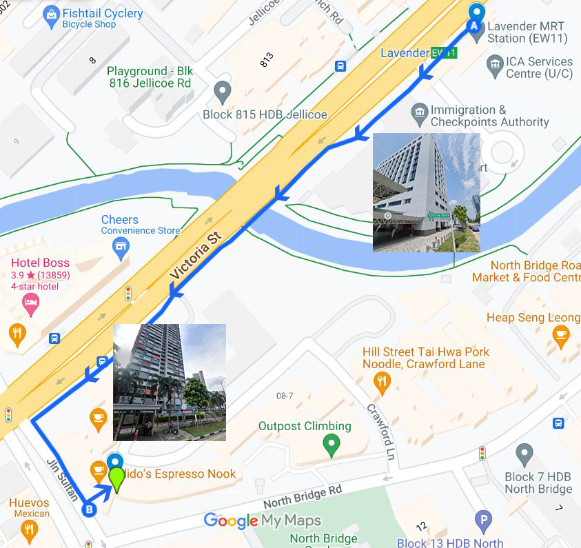 Google map walking directions from MRT train