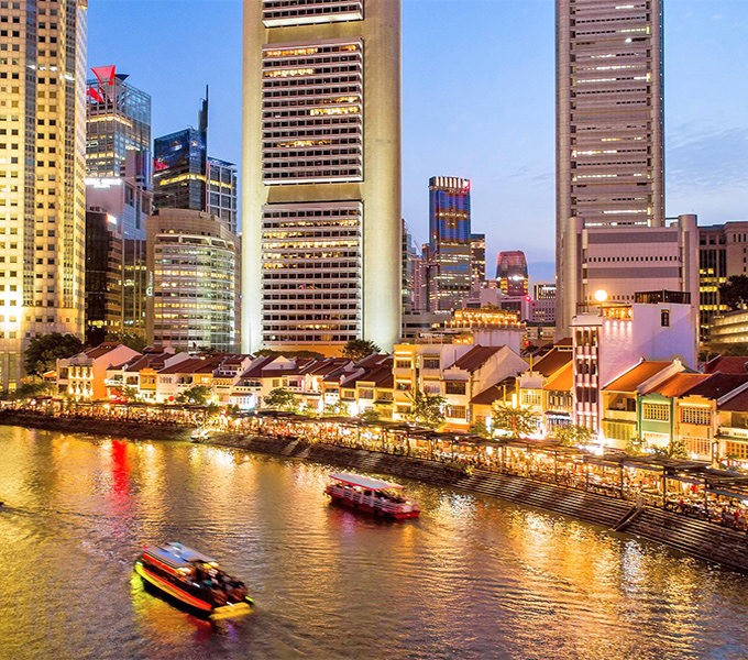 sunset bike tour, singapore river sunset, boat quay